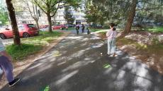 Kids playing on the pavement