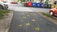 Footprints on the pavement