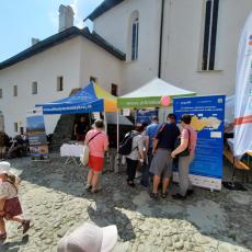 Visitors at the info point